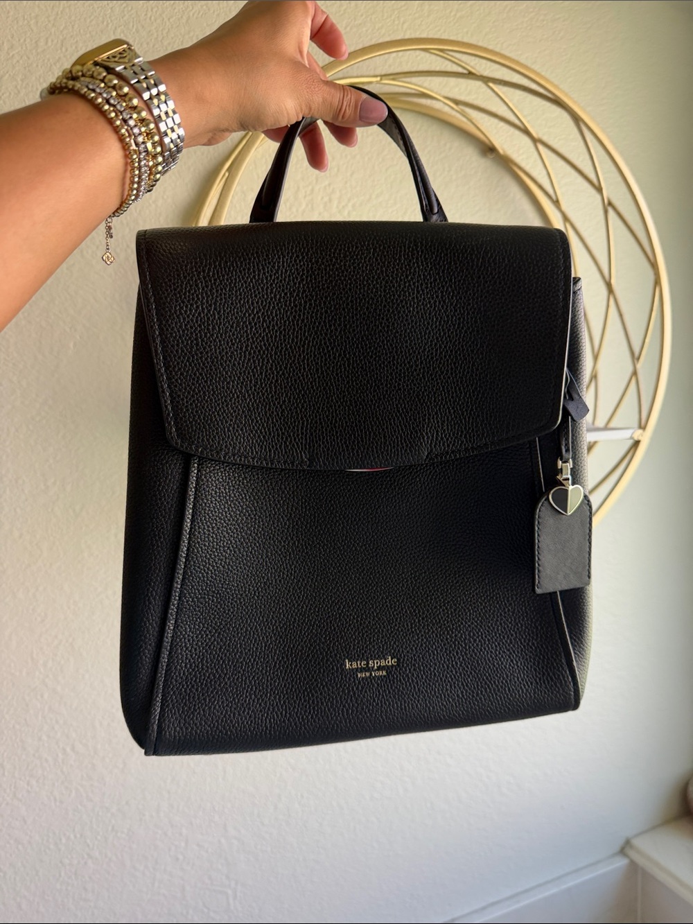 kate spade Black Pebbled Leather Top-Handle Backpack